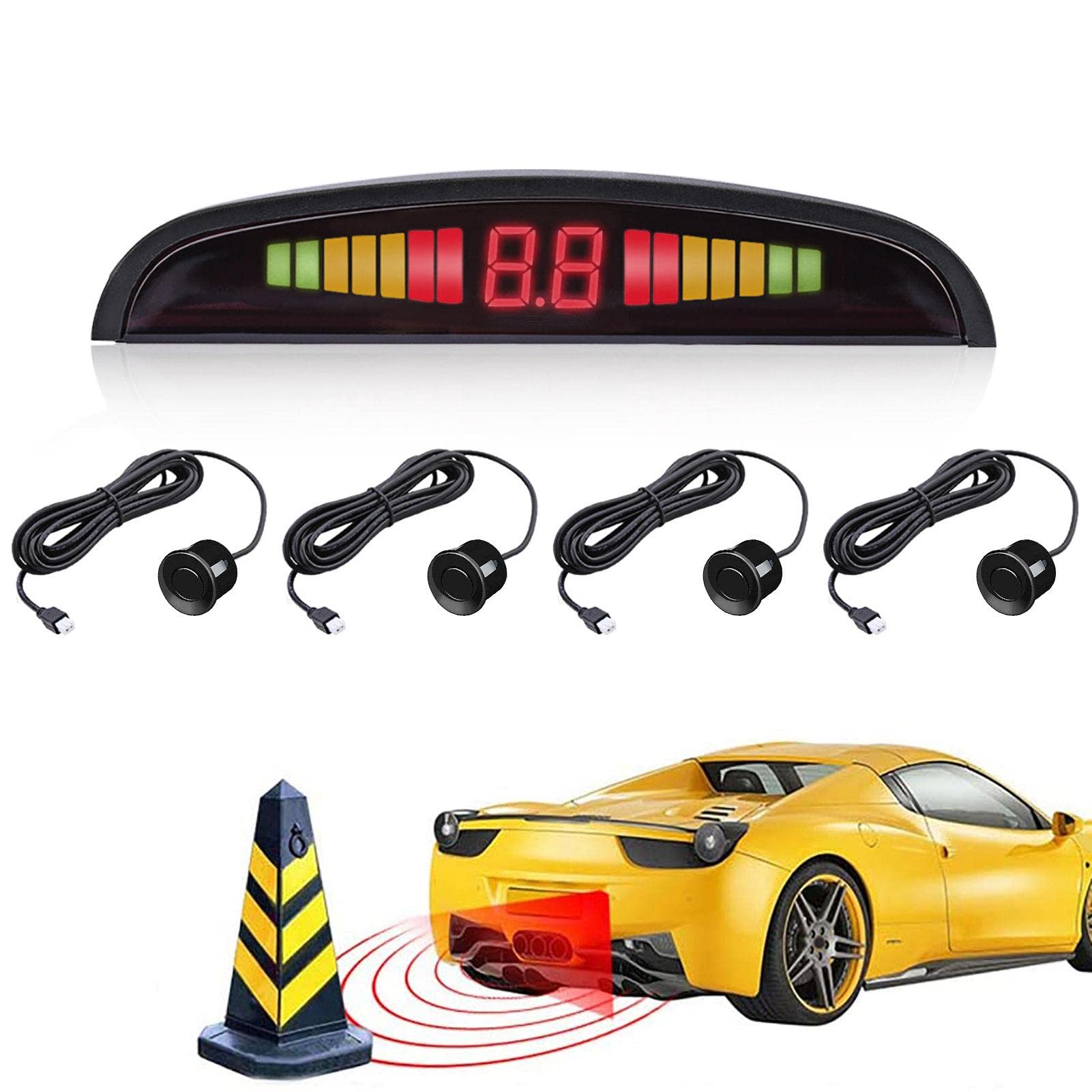 Capteur De Stationnement Universel Sans Fil 4 Capteurs Avec Écran LCD - Aide Au Garages Voiture