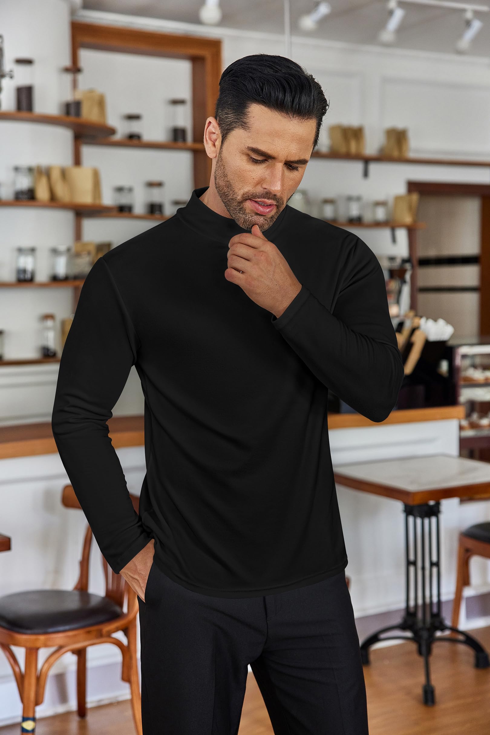 Ekouaer 2pcs Maglia Termiche da Uomo Invernale Biancheria Intimo Termica a Maniche Lunghe a Collo Alto S-3XL | Micropile per la stagione fredda, colletto alto