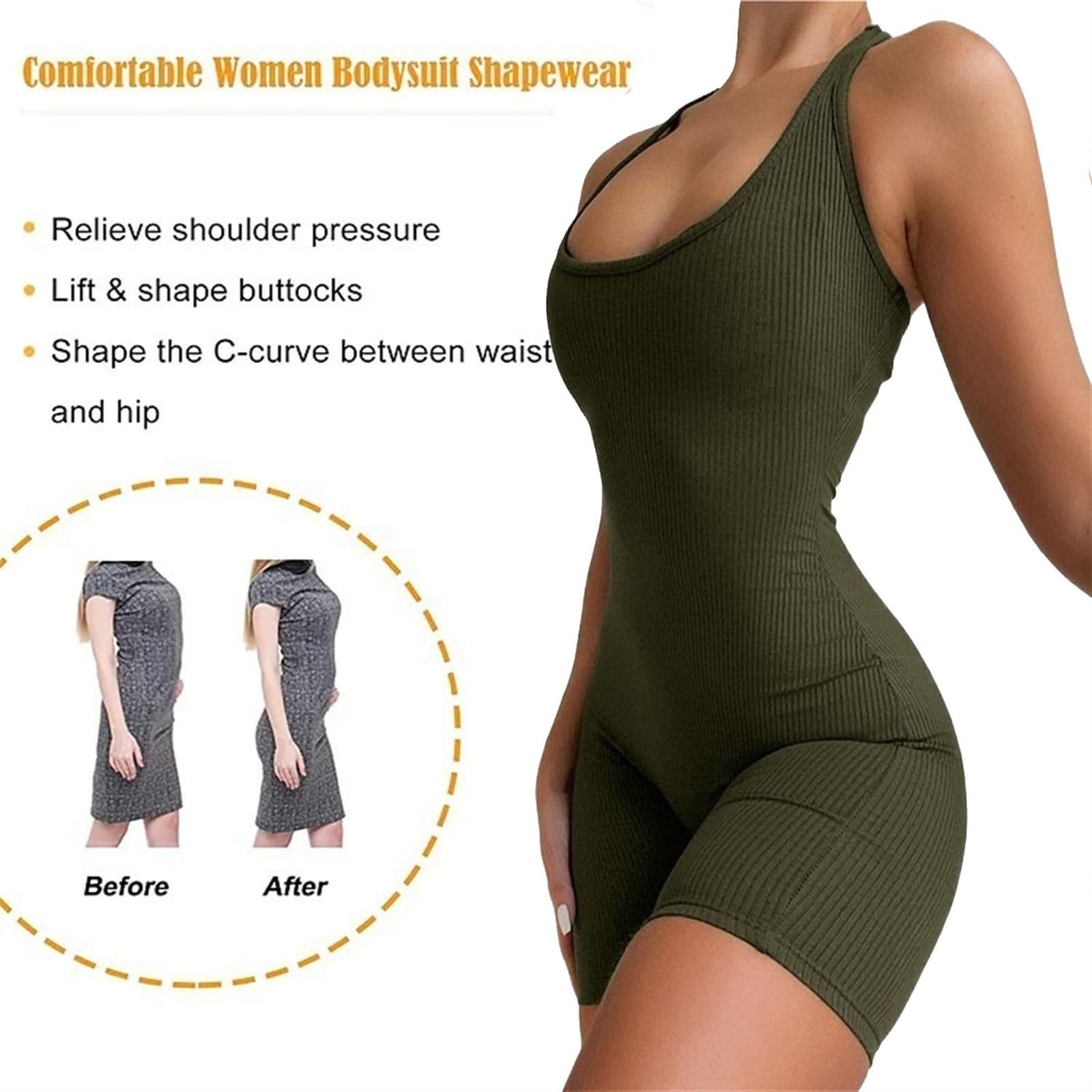 QTANZIQI Shapewear para Mujer, Cuerpo Completo, Control de Barriga, Espalda Cruzada, Cuello Halter, Tops a Mitad del Muslo, más Delgado, Levantador de glúteos