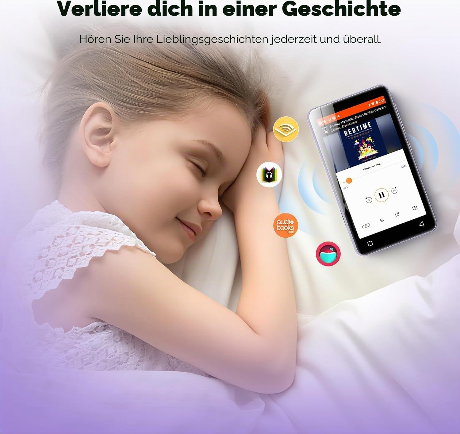 160GB MP3 Player mit Bluetooth und WiFi, innioasis Musik Player mit Spotify, Amazon Music, 4" Touchscreen Android MP4 MP3 Player für Kinder, Audible, Spotify Kinder Lila