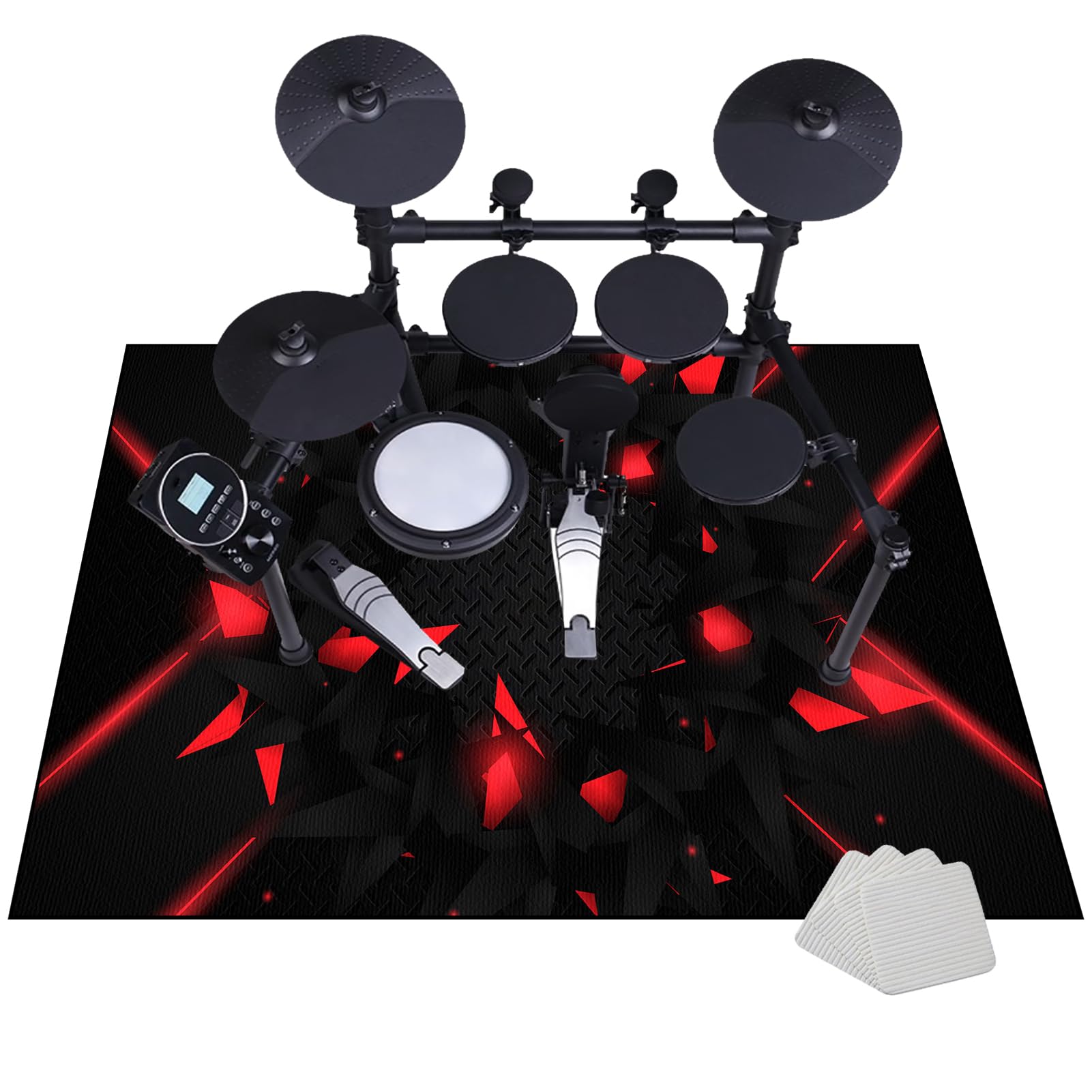 140 x 120 cm Schlagzeugteppich Drum Teppich - Rutschfeste Trommel Teppiche - Professionelles rechteckiges Elektronisches Jazz Schlagzeug Kit für Bass Drum Snare Drum und andere Instrumente Teppich