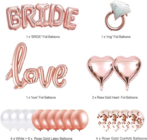Miniatura 2 de Suministros de decoración de despedida de soltera de oro rosa, globos de decoración de despedida de soltera, decoraciones de globos de novia para