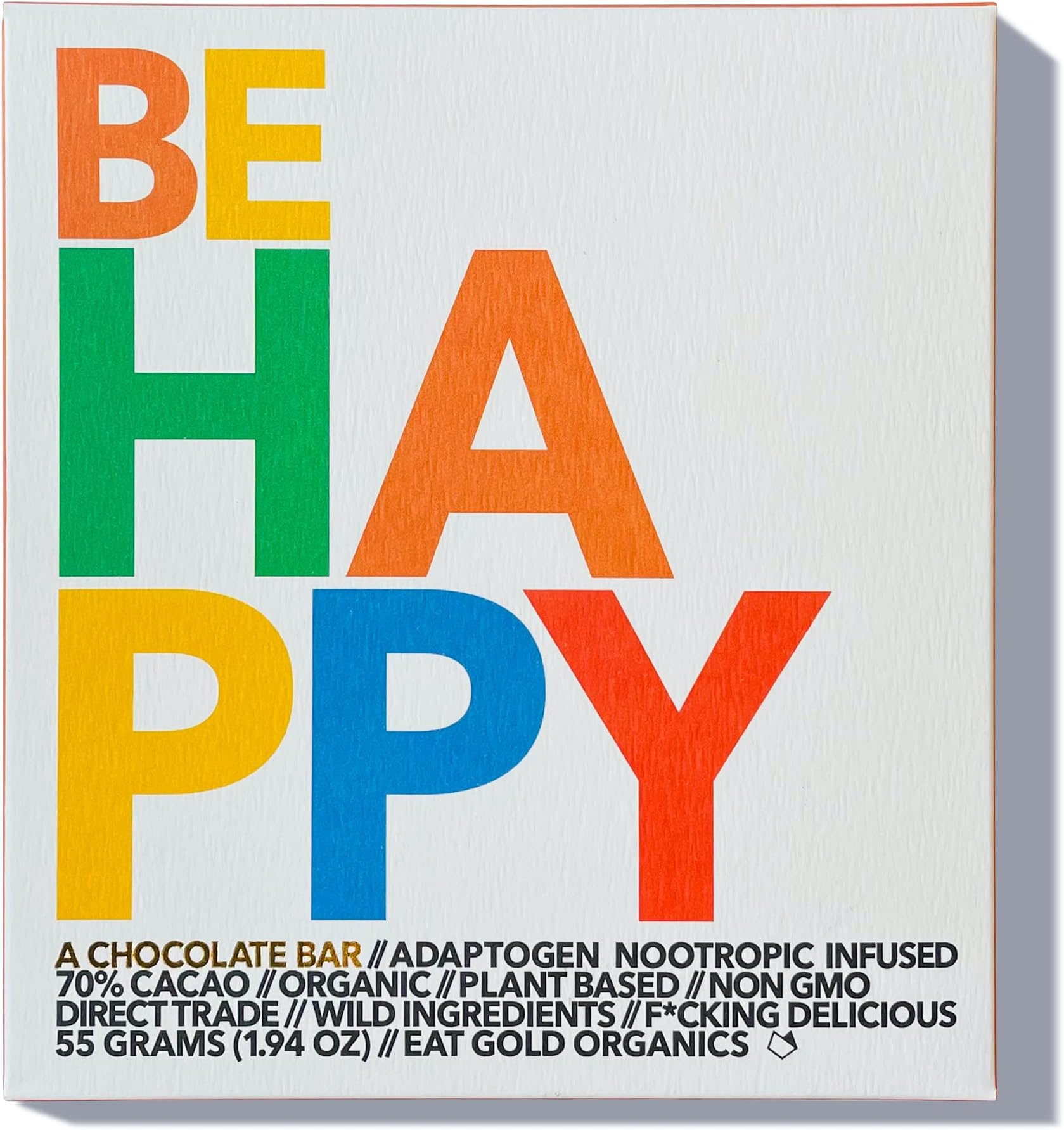 BE HAPPY : Boost your mood with this potent, delicious, functional chocolate bar formulated with premium, organic cacao, powerful adaptogens & nootropics