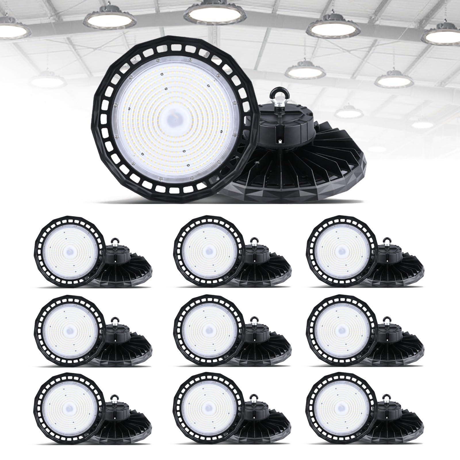 10-Pack UFO LED High Bay Light Lamp 100W 150W 200W 12 000 24 000 Lm AC 100 277V