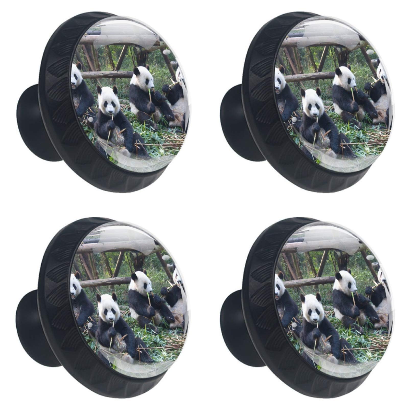 Boutons en verre panda pour remplacer les poignées usées de meuble et armoire