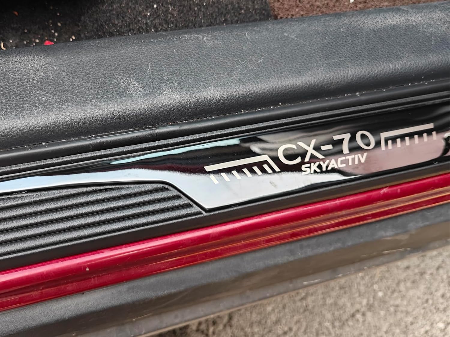 GZBFTDH Chrome Door Sill Trim Plates for Mazda CX70 CX-70 2025, Interior Accesories Door Entry Scuff Parts Protector Covers Kit 4pcs Set