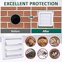 Vista 5 de Cubierta de ventilación con rejillas de 4 pulgadas para evitar que las aves aniden piezas de repuesto para secadora exterior, cubierta