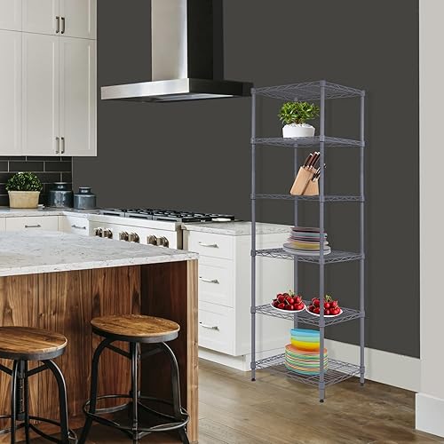 Miniatura 10 de GIOTORENT Estantería metálica de 5 niveles, estante de alambre de altura ajustable para lavandería, baño, cocina, 11.8 pulgadas de ancho x 11.8