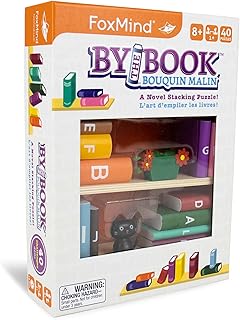 FoxMind Games: by The Book, a Novel Stacking Puzzle, brainteaser Logic with 40 Challenges, Ages 8 and up.