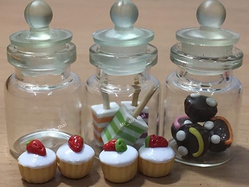 Miniatura 2 de 3pc Miniatura Alimentos Galleta Pastel Chocolate Candy Dollhouse Donut en Vidrio Transparente Mini Botella de Fruta Alimentos #MF043