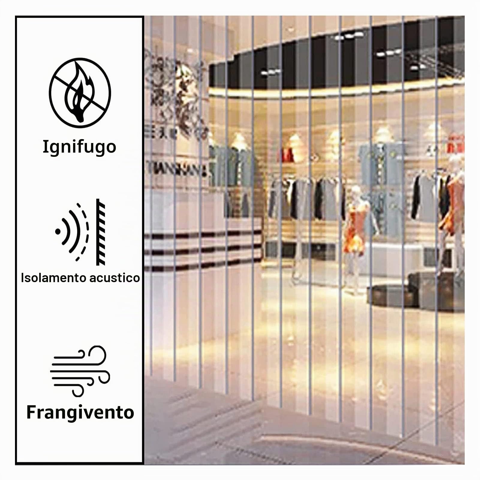 Strisce per Tende in PVC Trasparente/Tenda per Porta a Strisce di Plastica Robusto Strisce in PVC Tenda per Porta a Strisce in Vinile per Fabbrica, Box Auto(75x210cm)