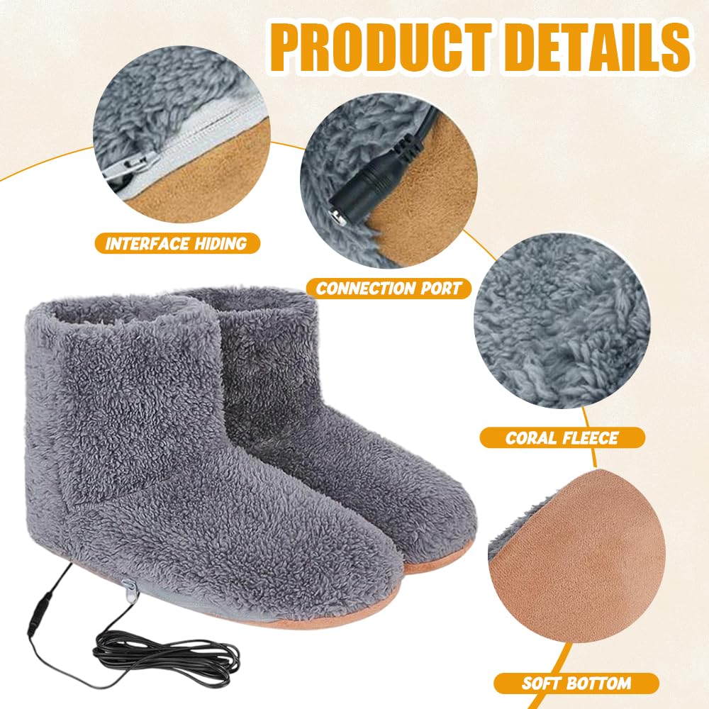 Scaldapiedi Elettrico Piedi, USB Pantofole Riscaldanti Elettriche, Scaldapiedi Peluche, Lavabile Scalda Piedi Casa Elettrico per Uomo e Donna, Interni ed Esterni