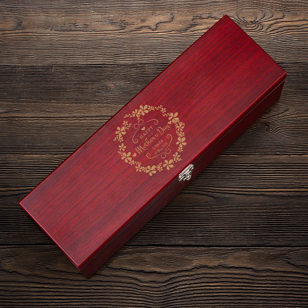 Personalized Mothers Day Wine Gift, Single Wine Box With Tools for Mom, Custom Gifts for Mom