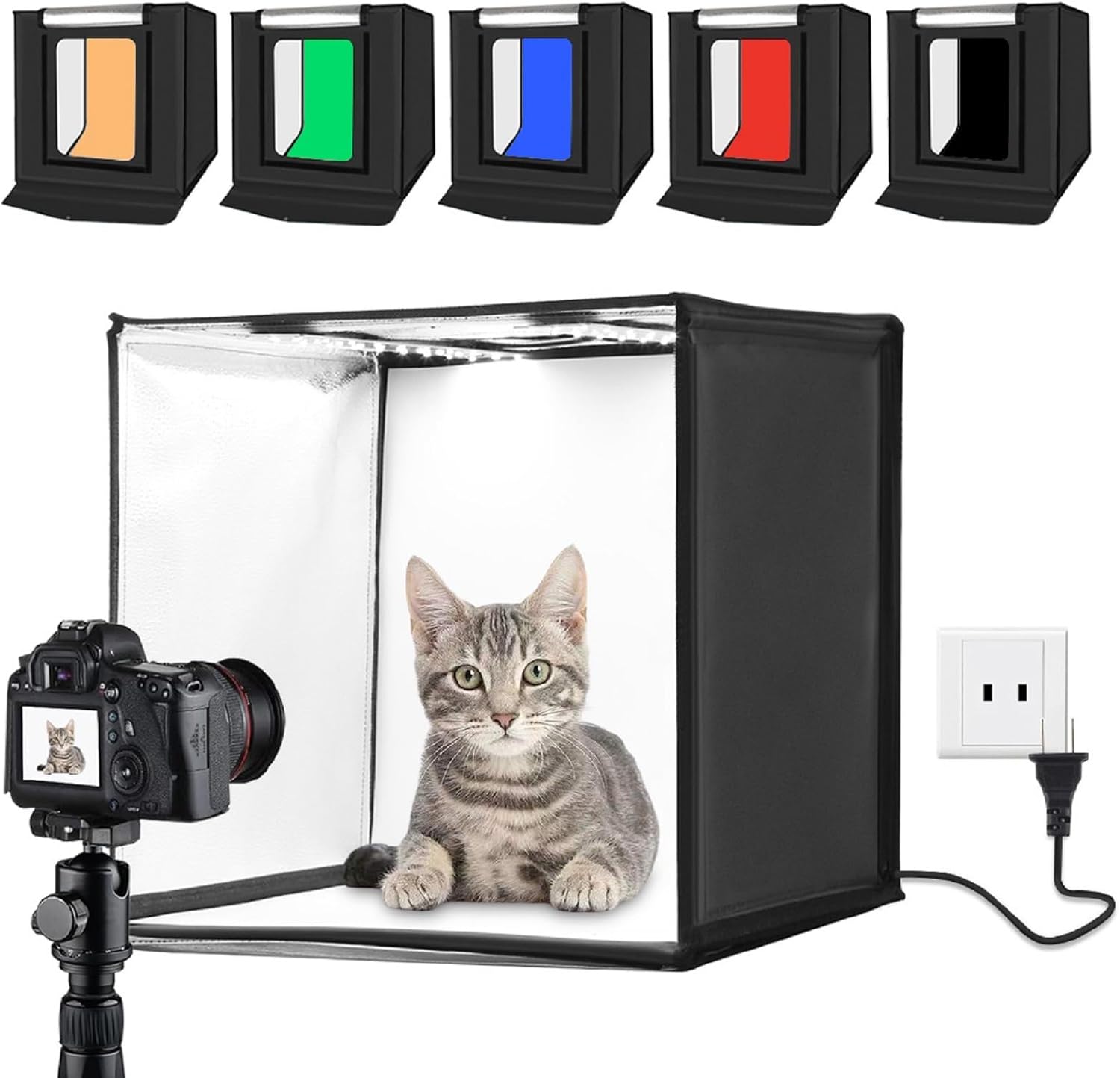 Shooting Tents Kit - Portable Photo Studio Lighting Box- PULUZ 24 inch 60cm Professional Foldable Photography Light Softbox with 2 x 60 LED Lights & Three Backdrops for Product Display