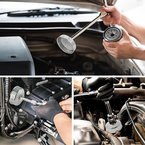 Miniatura 6 de Jetech Llave de tapa de filtro de aceite de 3.661 in x 15 flautas, herramienta de extracción de enchufe tipo cartucho con 15 flautas y 3.661 in de