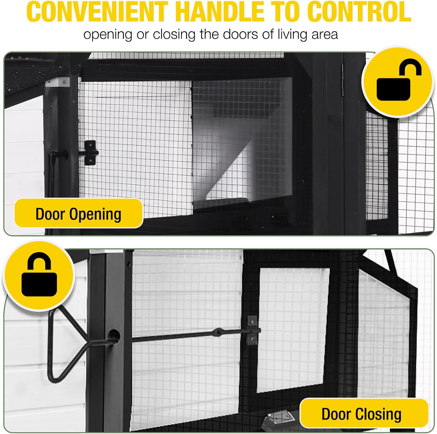 Aivituvin Extra Large Chicken Coop for 8-10 Chickens, Reinforced Outdoor Wooden Hen House with Run, 6 Nesting Boxes, Easy Clean Pull-Out Tray, Waterproof Asphalt Roof - Black, 118" L x 26" W x 50" H