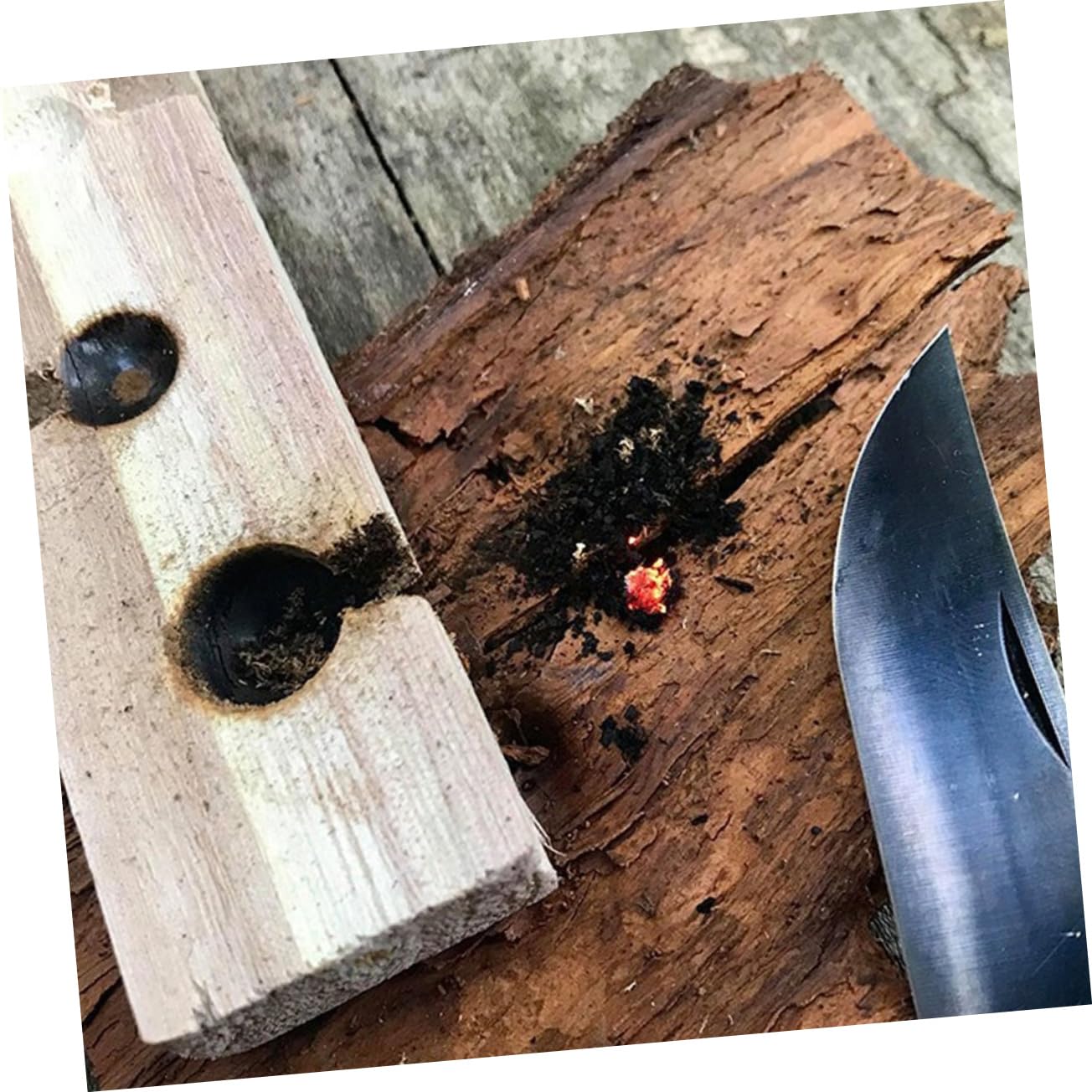 WOONEKY Kit de Démarrage en Bois pour Feu D’extérieur, Outil de Friction Portable, Léger, Sûr et Facile à Utiliser pour Survie en Camping, 1 Set