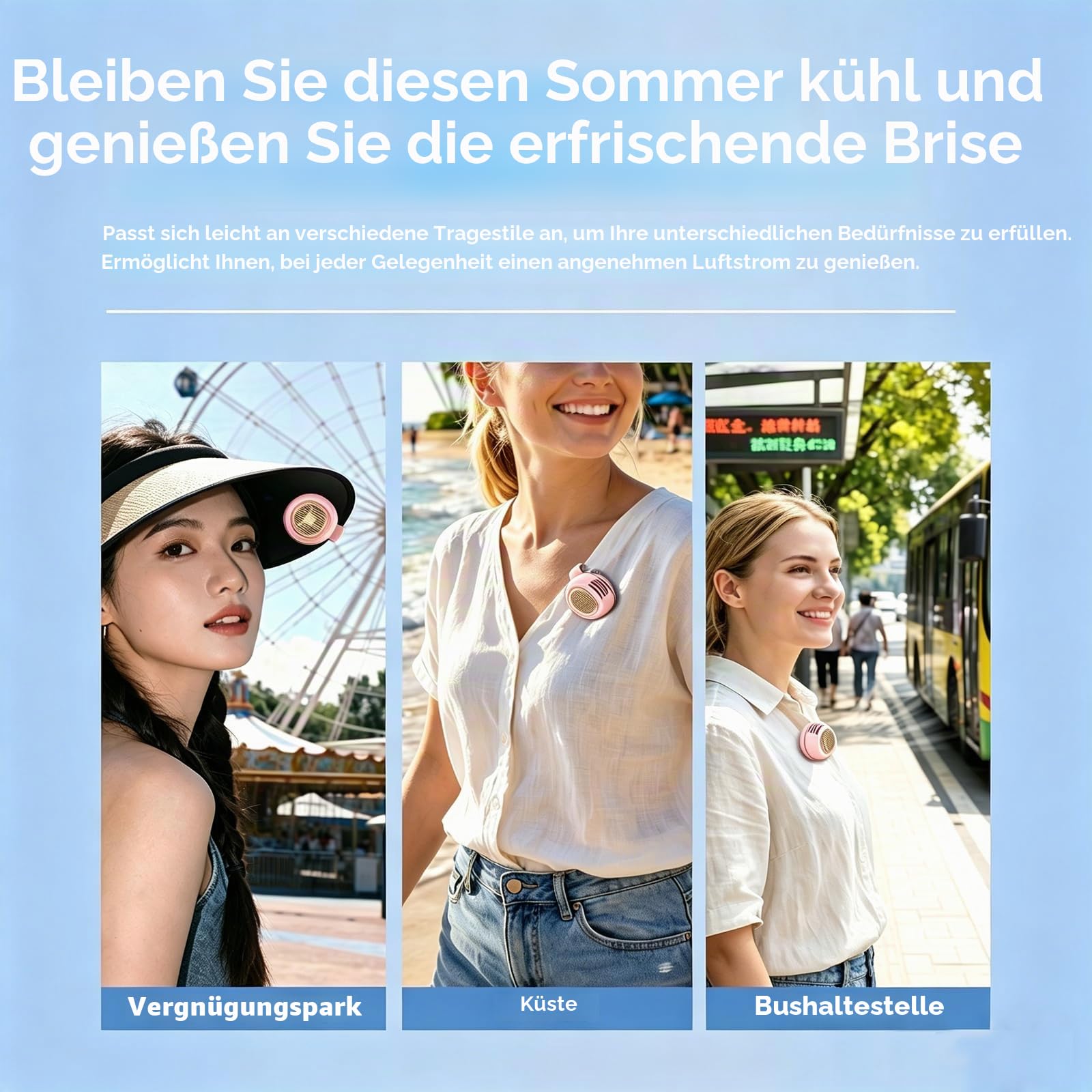 Clip-On-Ventilator, tragbar, 5 Geschwindigkeiten, blattlos, kleiner Clip-In-Ventilator mit 360° Drehung, Digitalanzeige, 6 Stunden Laufzeit, USB-C-Ladung für Kleidung, Gürtel, Kinderwagen