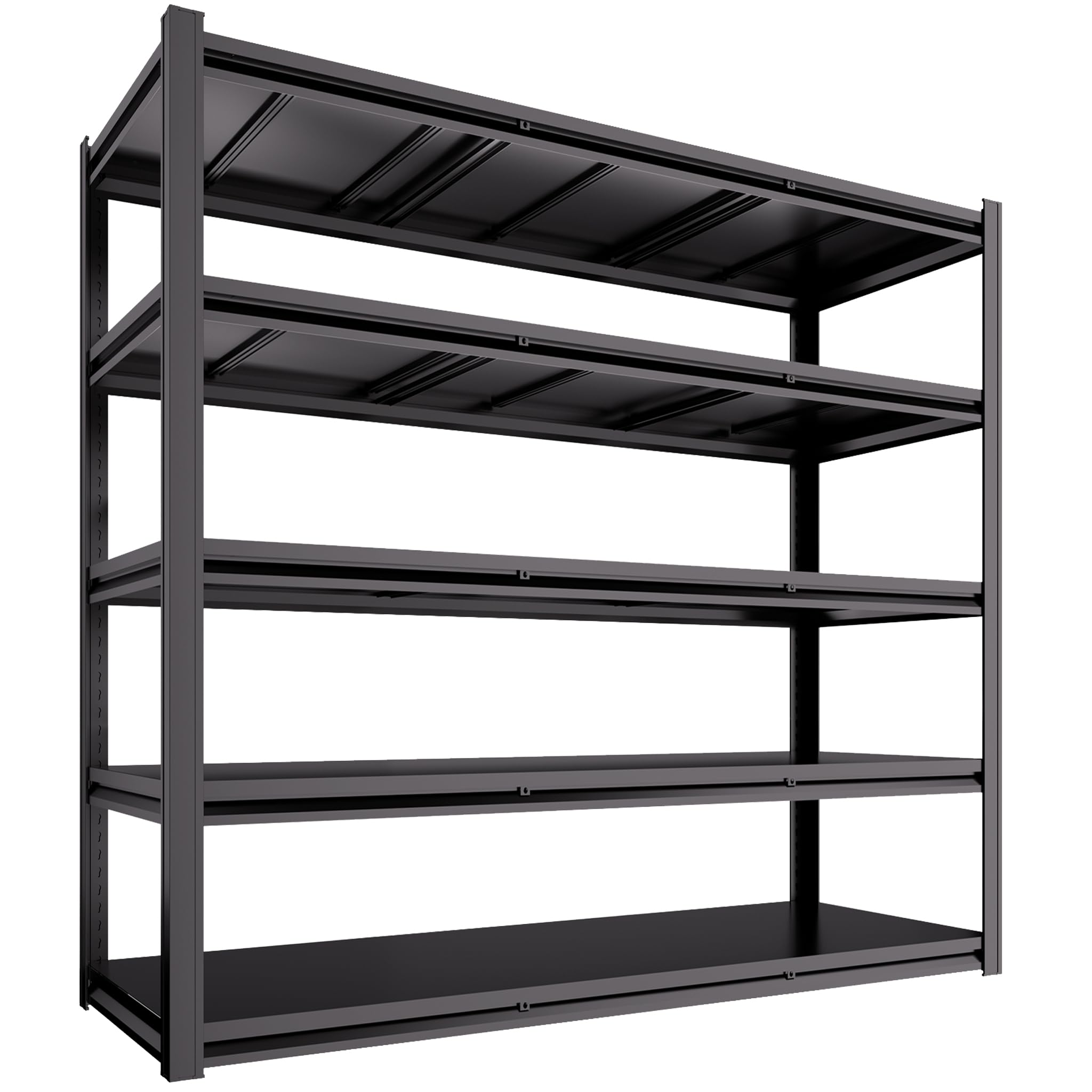 Extra Large 84" Hx 62.12" Wide x 24" D Adjustable Industrial Metal/Steel 5-Shelf-Storage-Rack Heave Duty Utility Tall Garage/Warehouse Shelving Shelves Unit/System for Bin/Shed, Black