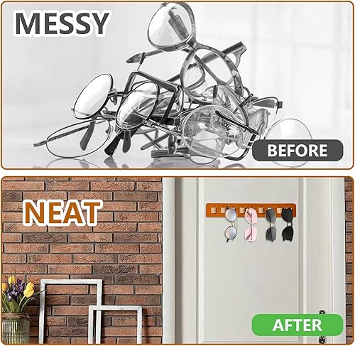 Miniatura 4 de Emoin Haning - Organizador de lentes de sol, de madera, para colgar en la pared, soporte para múltiples gafas, estante de exhibición de gafas,