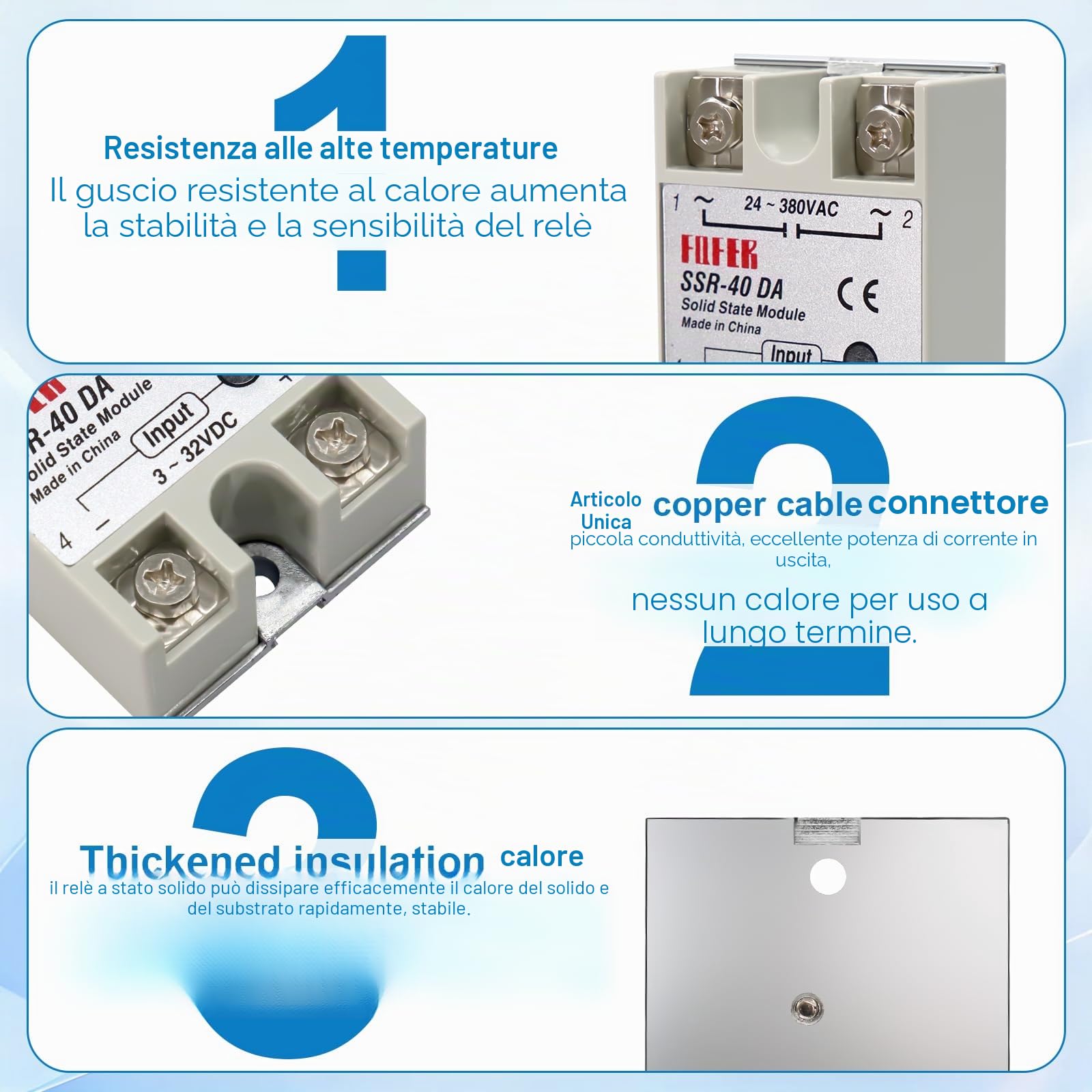 SSR-40DA Relè Stato Solido AYWHP relè Modulo 40A 3-32V DC-AC Relè per Il Processo di Automazione Industriale Elettronica per l'illuminazione