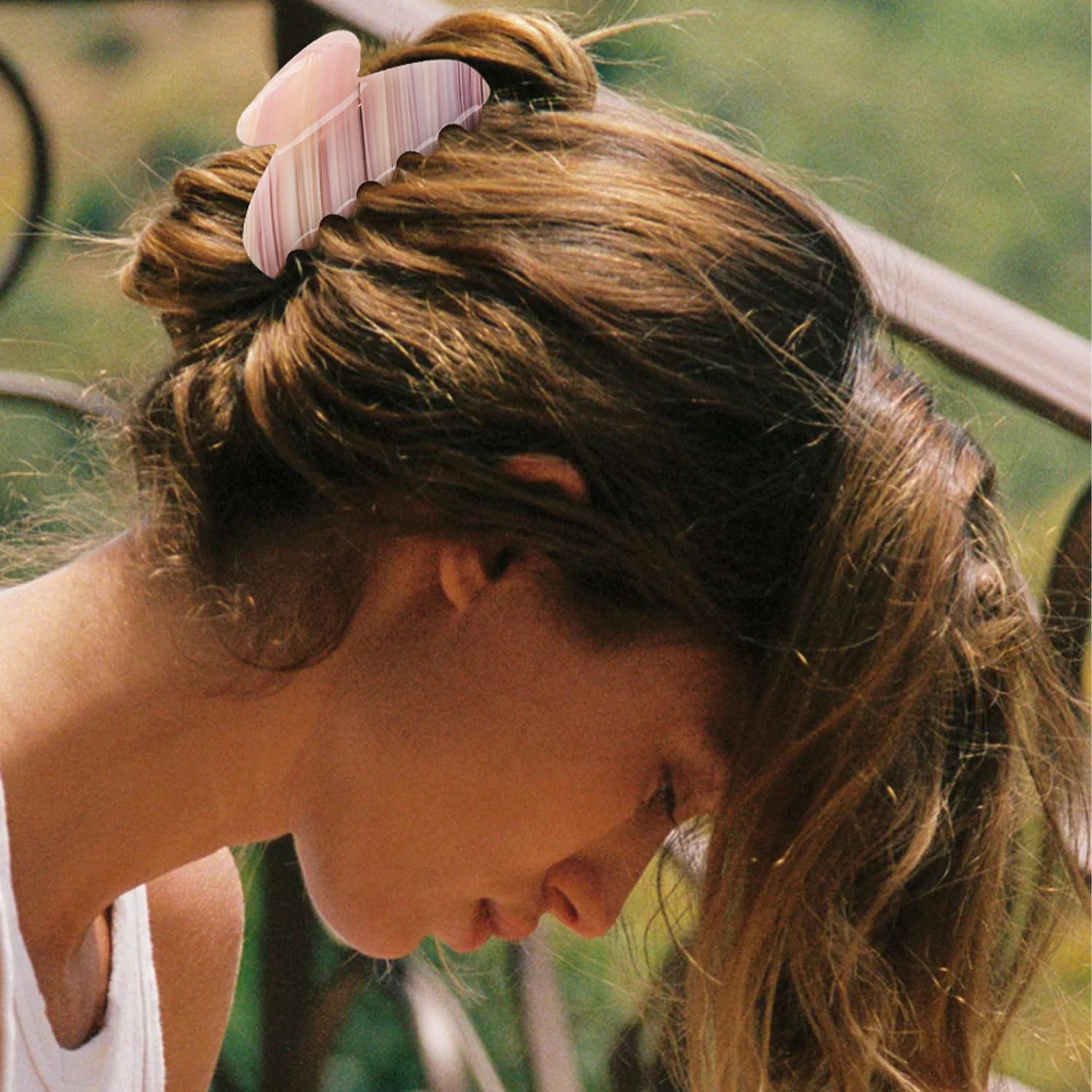 MAORULU Medium Cute Acetate Hair Claw Clips for Women Girls, 3 Inch Cherry Red Claw Clips for Thin & Medium Thick Hair, Durable French Banana Clip with Gift Box (Pink Marble) - Image 8