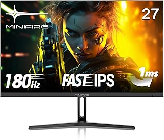 Minifire Ecran PC Gaming 27 Pouce, 180Hz, 1ms, AdaptiveSync, Moniteur IPS, FHD, sRGB 110%, 2xHDMI 2.0/1xDP 1.4 Ports, BluelightShield, Lunette Ultra-Mince VESA 100x100mm (MFG27F2)