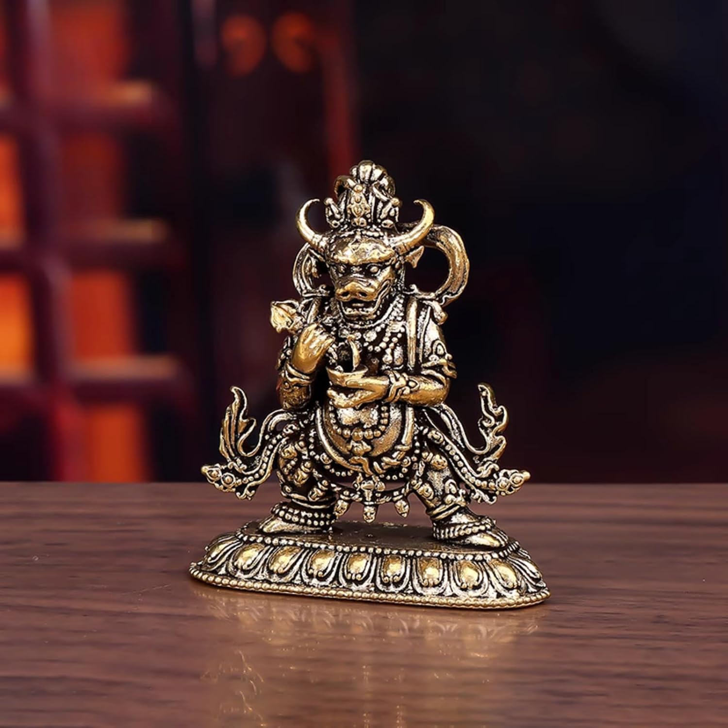 Brass Bull Demon King Handheld Statue, 6cm 2.3in, Office Living Room Desktop Ornament Handicrafts Figurine image 2