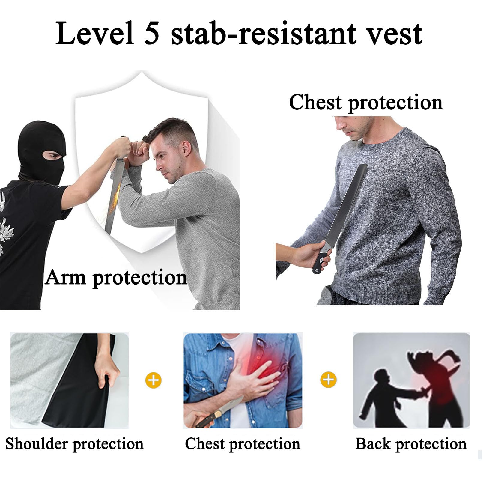 chaleco anticorte,Camiseta protectora de nivel 5, chaleco anticortes vigilante de seguridad, ropa Anti cuchilla camisetas tácticas, chaleco tactico Oculto, Ropa De Trabajo De Seguridad