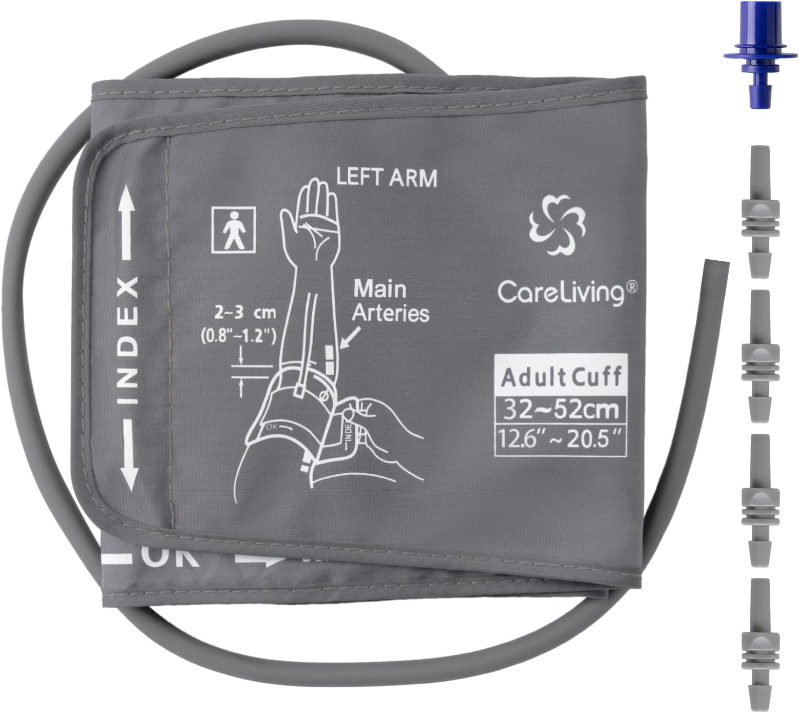 CareLiving XL Blood Pressure Cuff 12.6”-20.5” Inches (32-52CM), Adult Cuff, Compatible with Most Monitors, ARM Blood Pressure Replacement Cuff with 5 Connectors