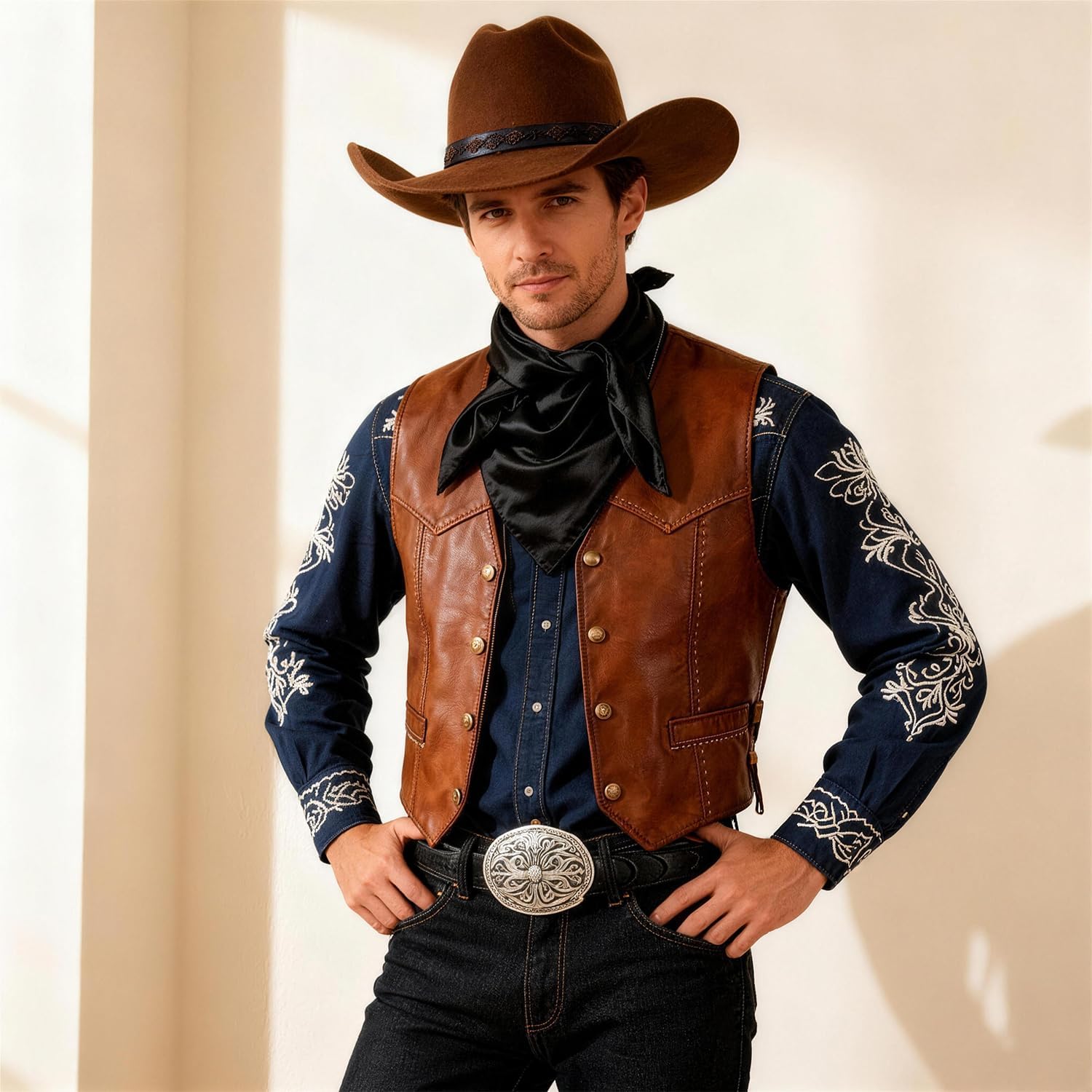 Men's Women's Wild Rag, Western Bandana Cowboy Scarves,Silk Feel Rancher Necker Chief - Image 7