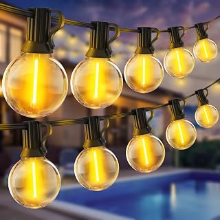 30M Guirlande Lumineuse Exterieur LED - Guinguette Lumières Exterieure G40 | IP44 Étanche, Electrique, Jardin, Décoration Mariage, Terrasse, Balcon, Eclairage Extérieur Pergola Fête Noël 100FT, Ampoules - Amazon product rated Grade A