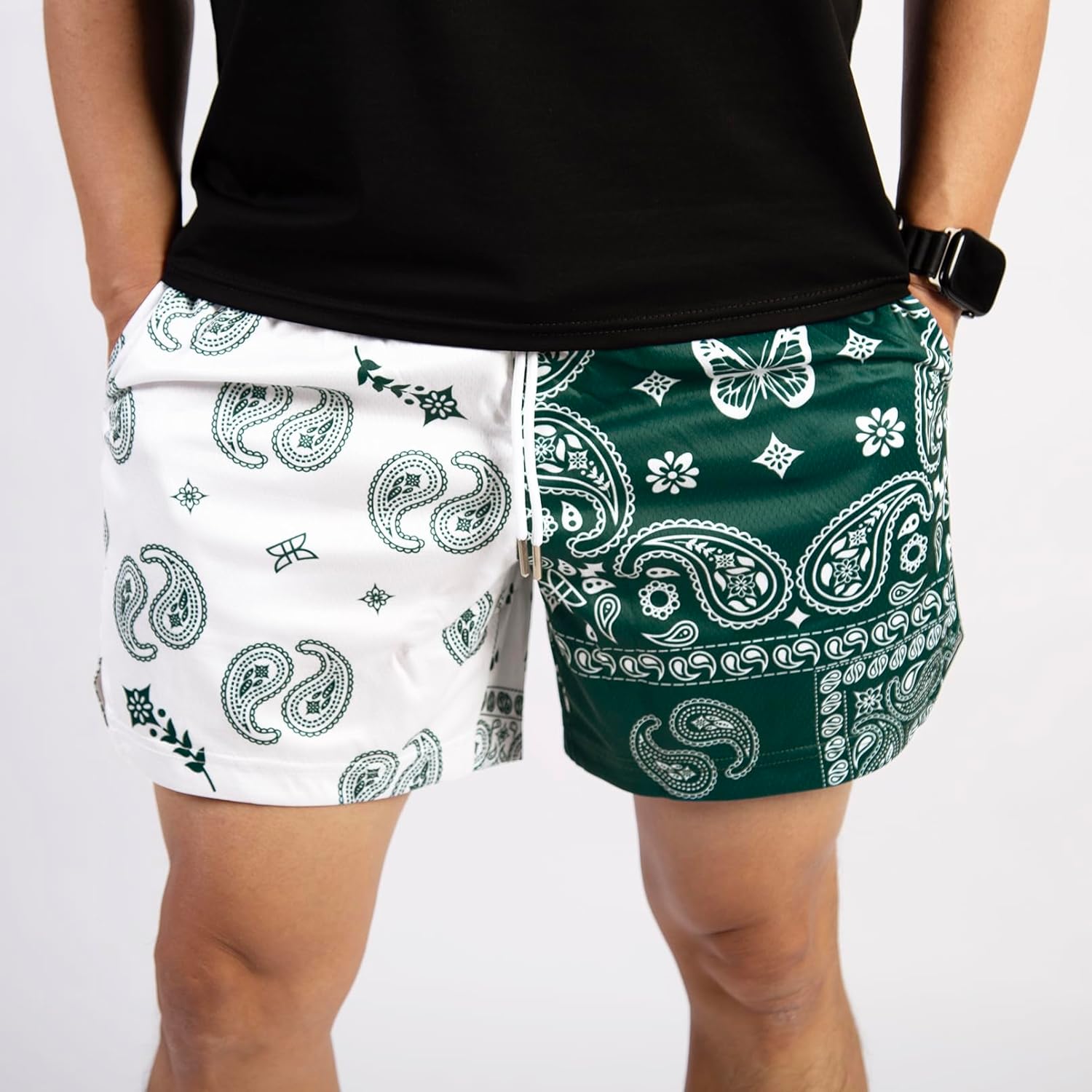 BOOMLEMON Mens Paisley Shorts Mesh Graphic Print Retro Casual Shorts Athletic Gym Basketball Running Short Pants