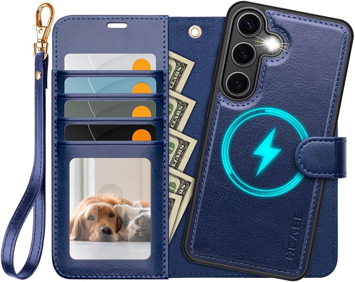 OCASE for Samsung Galaxy S25 Plus Detachable Wallet Case with Card Holder, [2 in 1] PU Leather Flip Folio Case with RFID Blocking Stand Wrist Strap Shockproof Phone Cover 6.7 Inch 2025, Blue