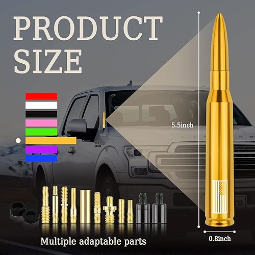 Miniatura 2 de Antena de bala para coche, accesorios de decoración exterior de camión, antena de reemplazo para vehículos compatible con Ford F150, RAM 1500, GMC