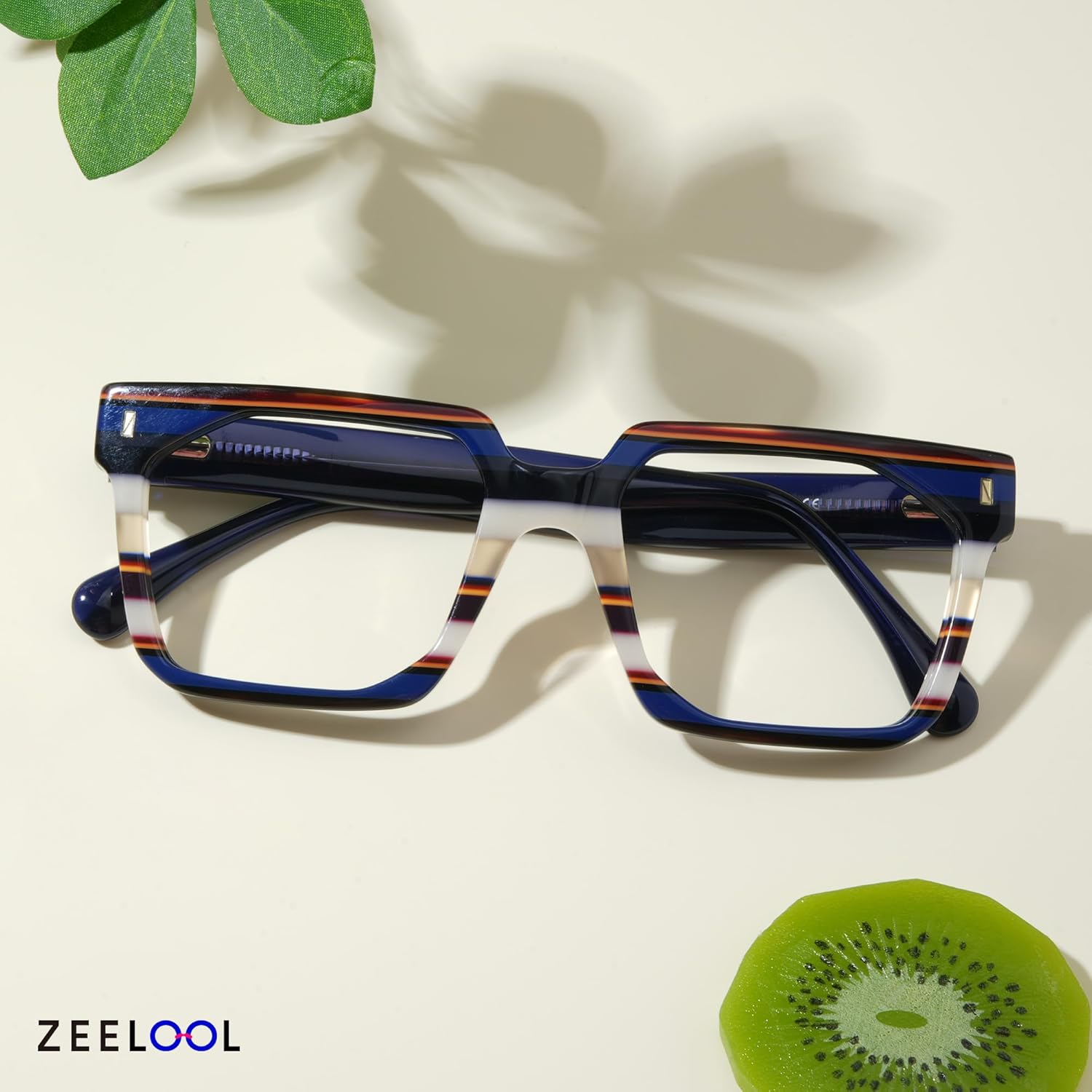 Zeelool Stylish Rectangle Eyeglasses Thick Frame Glasses for women/Men with Non-prescription Clear Lens Laguer ZJGA872500 - Image 3