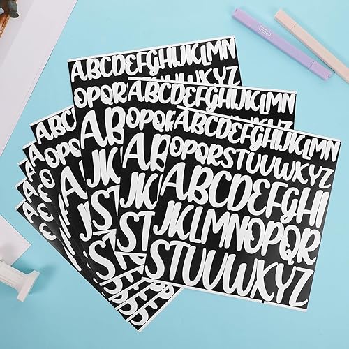 Miniatura 3 de 416 piezas de 8 hojas de calcomanías de letras, 1 pulgada y 2 pulgadas, calcomanías autoadhesivas del alfabeto, calcomanías de vinilo impermeables