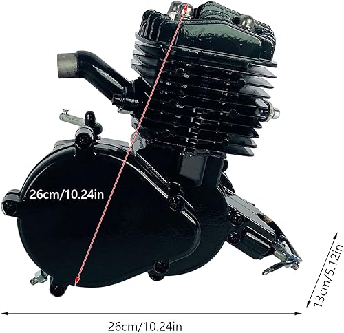 Miniatura 7 de Guaopom Motor de bicicleta de 2 tiempos de 80CC, motor de gasolina para bicicleta, motor de gasolina de un solo cilindro refrigerado por aire, motor