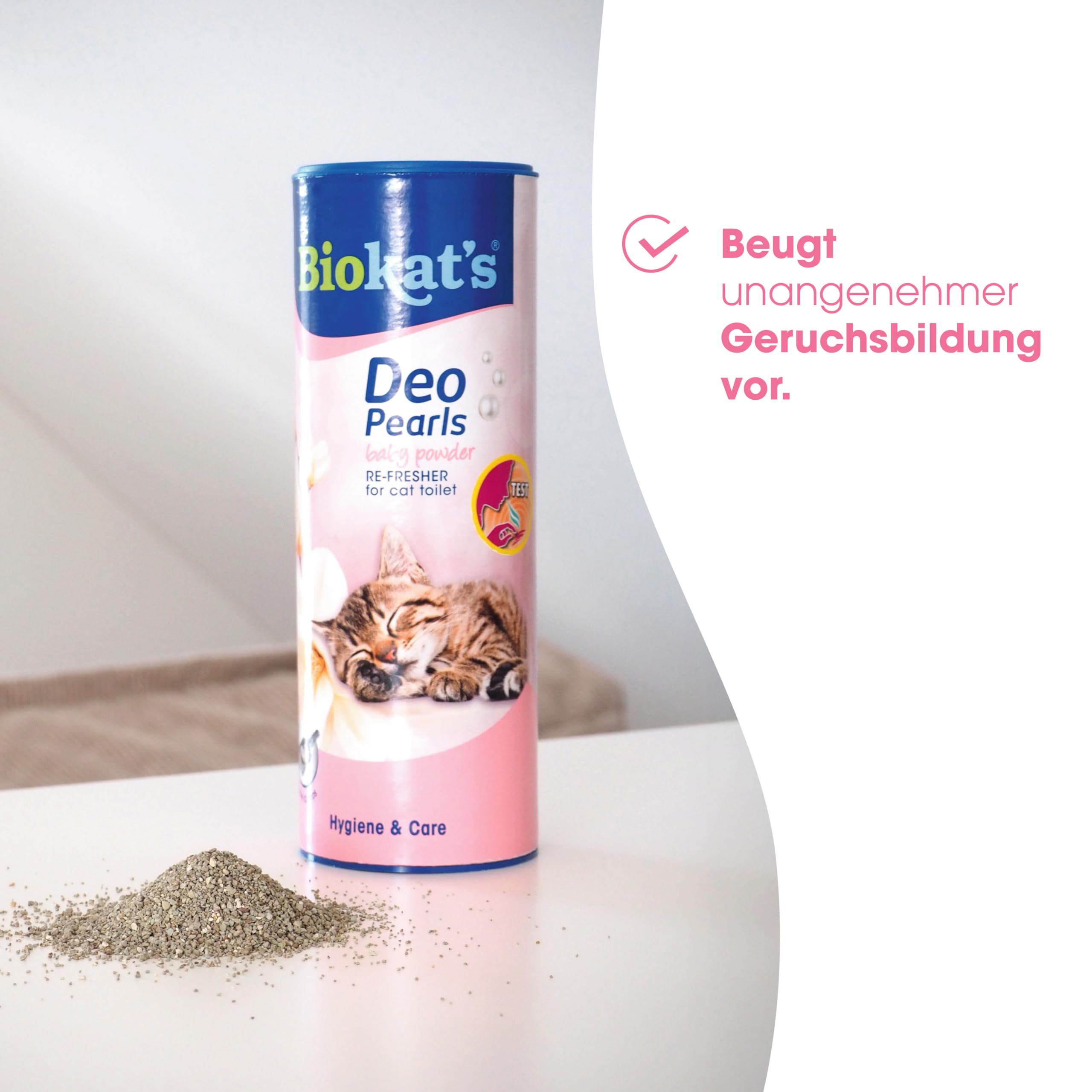 Biokat's Deo Pearls Baby Powder - Streuzusatz mit Duft für Frische und feste Klumpen in der Katzentoilette - 6 Dosen (6 x 700 g)
