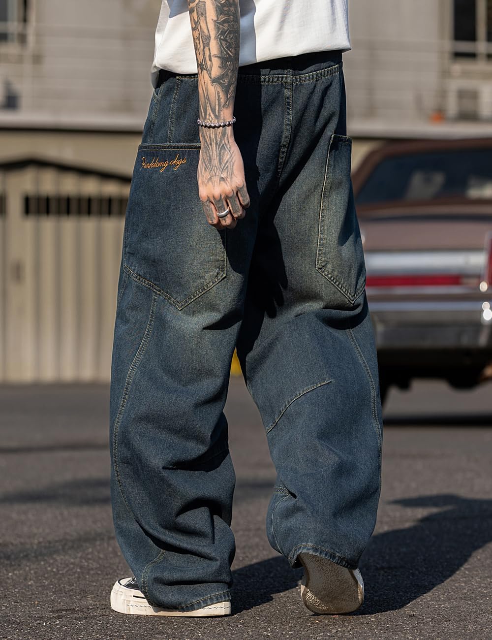 Nutriangee Men's Baggy Barrel Wide Leg Jeans for Men Women Loose Fit Streetwear Y2k Hip Hop Denim Pants