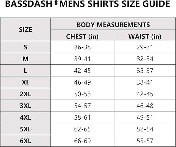 Bassdash T-Shirts de pêche pour Hommes Protection Solaire UV UPF 50+ T-Shirt à Manches Longues - 5