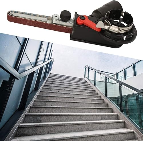 Miniatura 8 de Mini adaptador de cabeza de lijadora de banda, amoladora angular M10 con dos paredes de trabajo, convierte tu amoladora angular en lijadora de