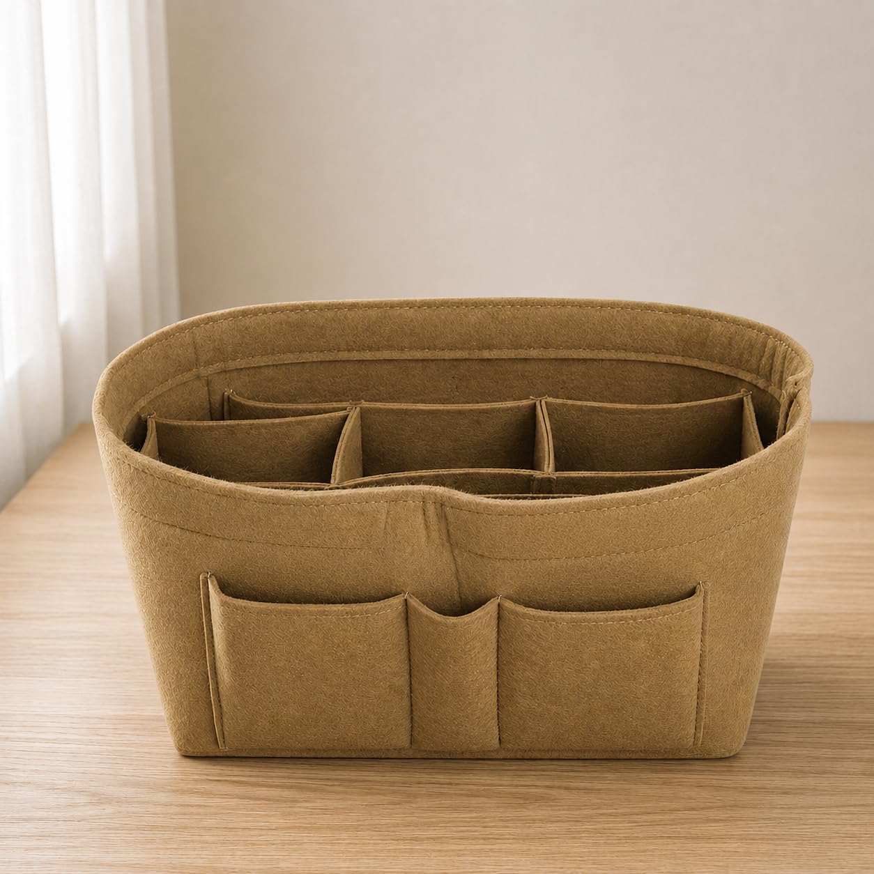 Advance Geotextiles Women Felt Purse Organizer Insert for Ladies Handbag, Tote, Hobo Bag Storage Purse Divider, Multiple Storage Compartment - Beige(11.4x5.9x7.1) inch (Large)-image-45
