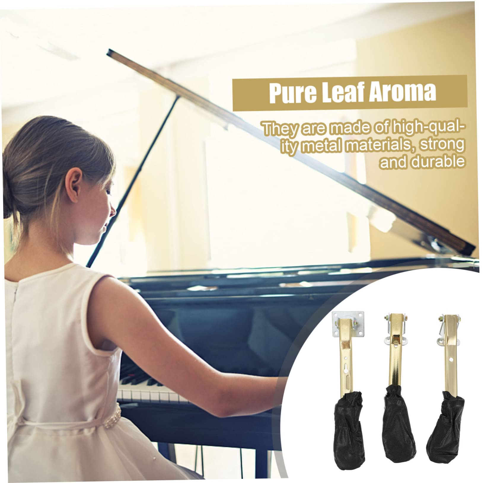 Pedaliera per Pianoforte 3 Pezzi in Metallo Oro Resistente alla Ruggine, Pedali Professionali e Pratici per Pianoforte Verticale