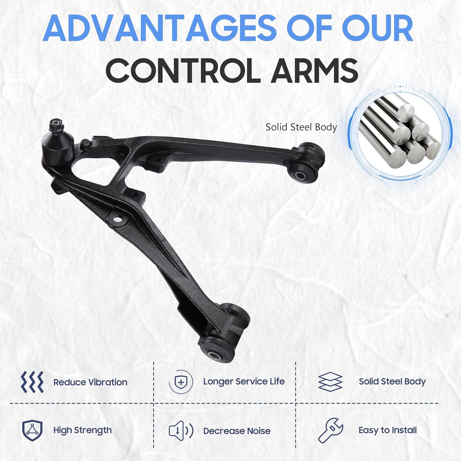 Front Left Driver Side Lower Control Arm w/Ball Joint for 2007-2015 Cadillac Escalade ESV/EXT, 2007-2016 Chevy Avalanche/Silverado/Suburban 1500/Tahoe, 2007-2016 GMC Yukon/Sierra 1500/Yukon XL1500