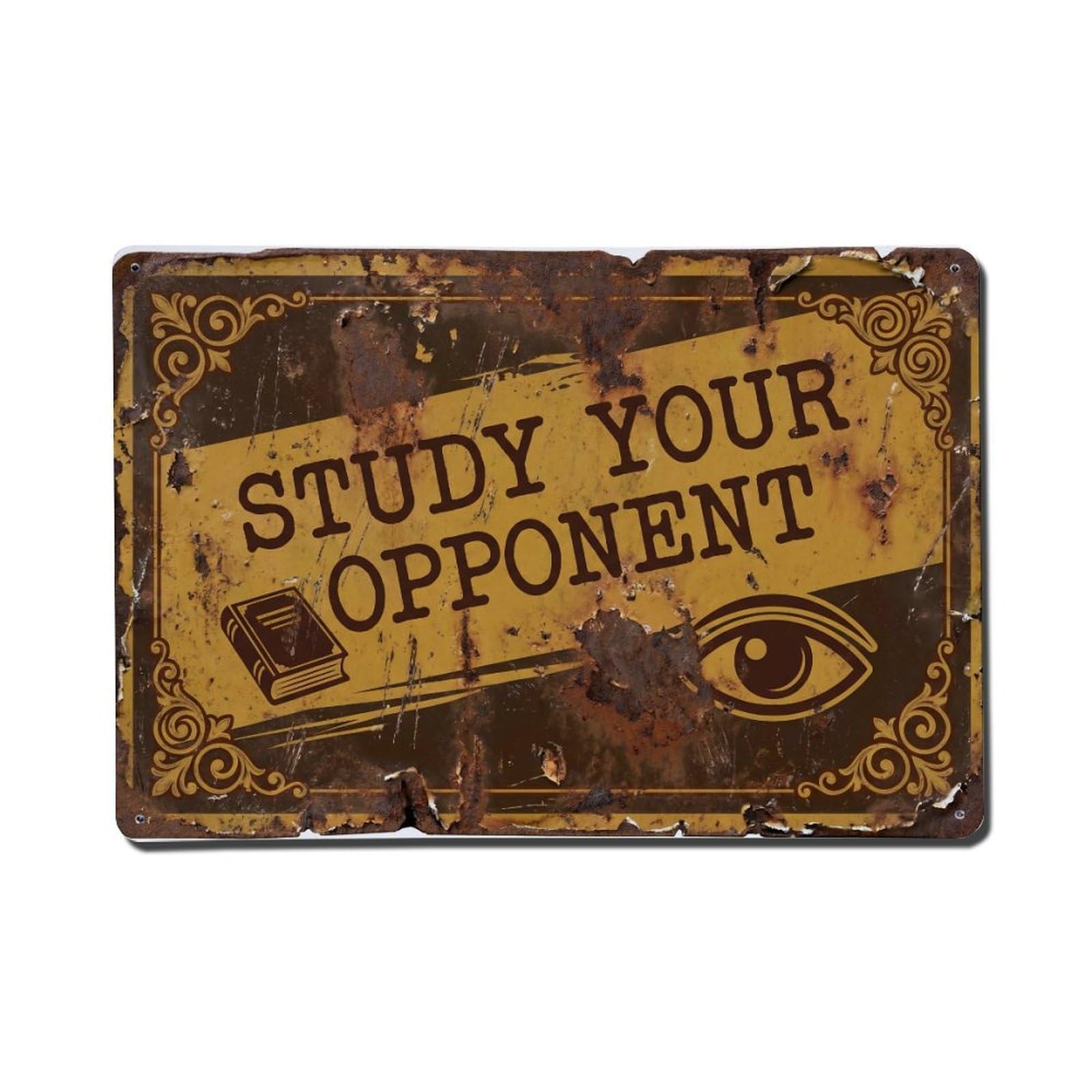 Study Your Opponent Knowledge Retro Motivational Slogans Vintage Metal Tin Sign Wall Decor for Cafe, Club, Garden Metal Poster 8x12Inch