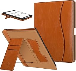 Fintie Funda con soporte para Kindle Scribe (3ª generación) y Kindle Scribe Colorsoft (1ª generación) – 2025, con soporte para bolígrafo y tarjetero, color marrón