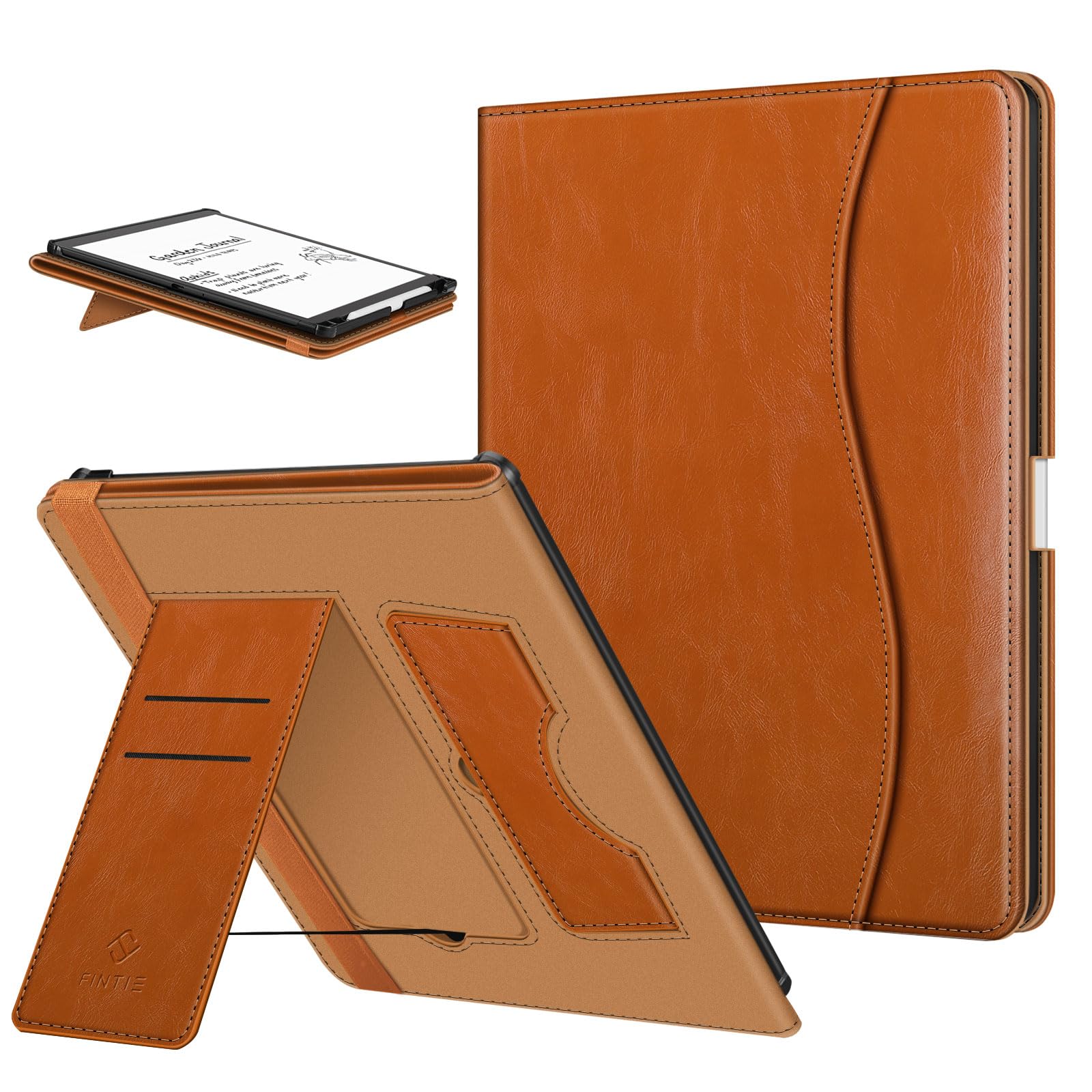 Fintie Funda con soporte para Kindle Scribe (3ª generación) y Kindle Scribe Colorsoft (1ª generación) – 2025, con soporte para bolígrafo y tarjetero, color marrón