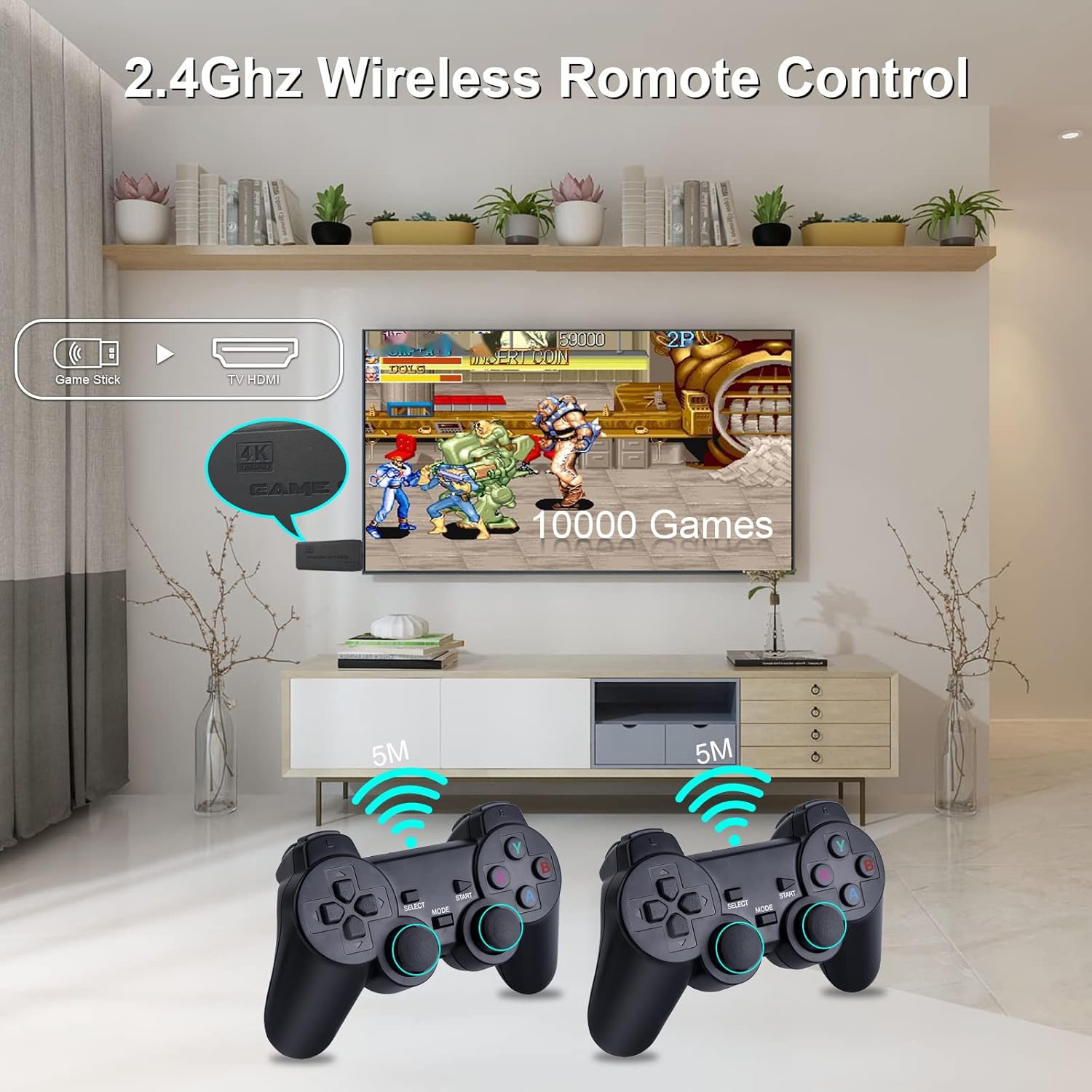 SUPGOLD PS2 Wireless Controller 2.4G, Double Shock Dual Vibration Twin Shock HDMI Output TV Video Game Console, HD Console with Dual 2.4G Wireless Controllers : Toys & Games