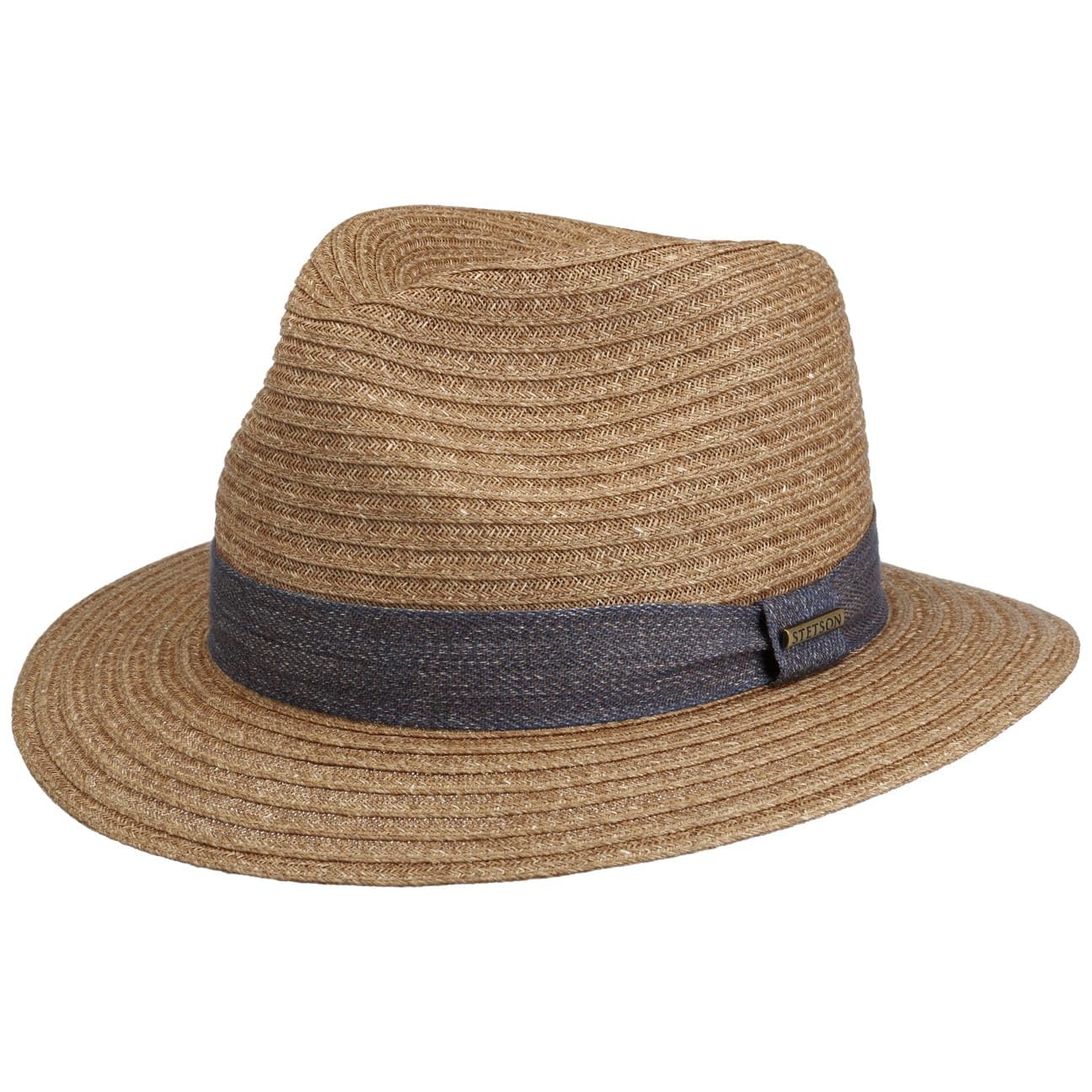 Stetson Toyo Traveller Hat Fabric Band Multicolored Braided Straw Men Spring Summer Light Brown